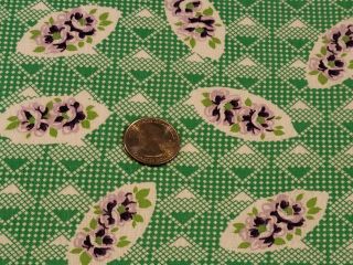 Full Vintage Feedsack,  Opened,  Purple Roses On Green And White