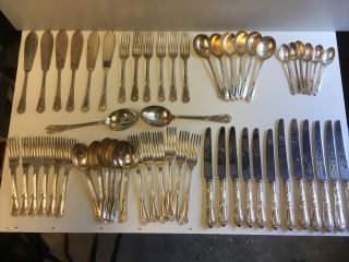 Vintage Silver Plated Cutlery Set - 58 Piece But Incomplete - Please Read First
