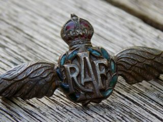 Vintage WW2 RAF Royal Air Force ' Wings ' Enamel Sweetheart Brooch Badge 3