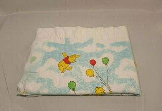 Vintage Winnie The Pooh Baby Blanket Satin Trim 48 X 32 " Clouds Balloons Disney