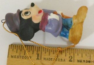 Disney Mickey Mouse As Tiny Tim Bisque Ceramic Scrooge Christmas Ornament Vtg