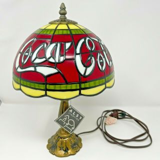 Vintage 2000 Coca Cola Stained Glass Style Accent Lamp By Alsy With Tag