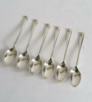 SET 6 SMALL VINTAGE SOLID SILVER COFFEE SPOONS.  L.  9.  5cms.  46gms.  SHEFF.  1923 2