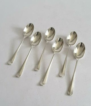 SET 6 SMALL VINTAGE SOLID SILVER COFFEE SPOONS.  L.  9.  5cms.  46gms.  SHEFF.  1923 3