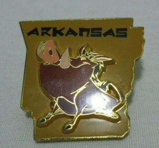2002 Disney 3d Trading Pin State Character Arkansas Pumbaa Lion King Warthog