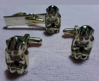 Masonic Jesters Shriners Billiken Jewelry Tie Tac Cufflinks Set Old Stock