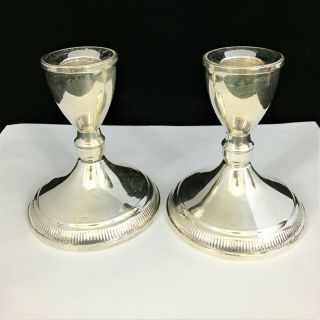 Sterling Duchin Silver Weighted Candle Holders 4” 391g Candlesticks