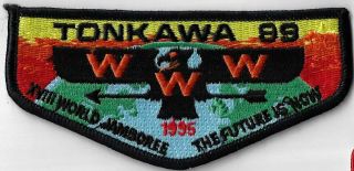Oa Tonkawa Lodge 99 1995 Xviii World Jamboree Flap Blk Bdr.  Cac [mx - 9110]