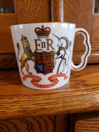 Vintage 1953 Coronation Queen Elizabeth Ii Bone China Tea Cup Mug Staffordshire
