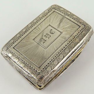 1817 Georgian English Joseph Willmore Bright Cut Sterling Silver Vinaigrette