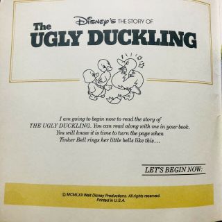 Vintage Walt Disney World ' s LP Vinyl Record Book The Ugly Duckling Little Red He 3