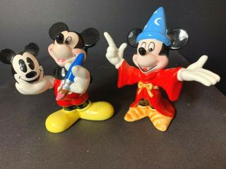 Vintage Disney Fantasia Mickey Mouse Sorcerer & Mickey Self Portrait Figurines