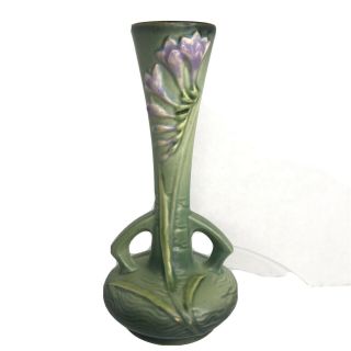 Vntg 1940’s Roseville Pottery Blue/green Freesia Bud Vase 195 - 7 Vguc