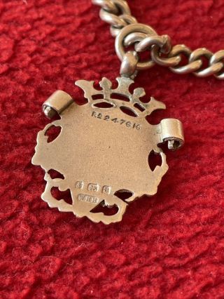 Antique Sterling Silver Watch Chain With A Fob 2