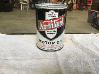 Vintage Metal Northland Motor Oil Can,  1 Quart,  Full,  M W - 6000