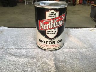 Vintage metal Northland Motor Oil Can,  1 quart,  full,  M W - 6000 3