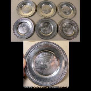 6 Antique Silver Plate Butter Pats Aesthetic Moorish Village Southington Silver