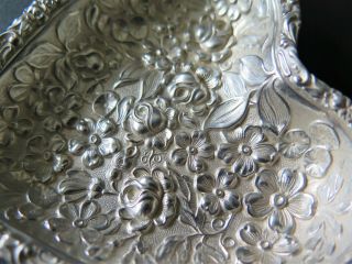 Vintage Stieff Sterling Silver Floral Repousse Heart Trinket Dish