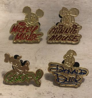 Disney Trader Pin Set Of 4 Gold Minnie Mickey Mouse Donald Duck Goofy
