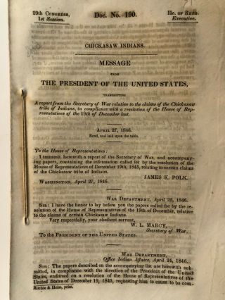1846 Claims Of Chickasaw Indians Against United States