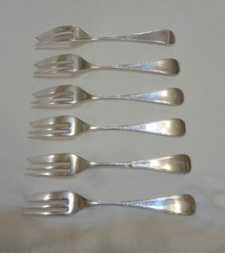 Rogers ST.  JAMES 1881 6 Aesthetic small pastry pickle forks Spanish fan motif 3