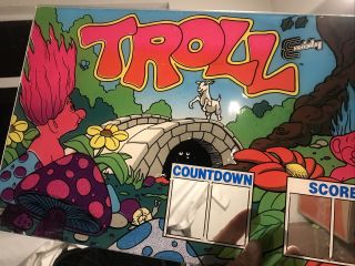 1992 Exidy Troll Arcade Game Plexiglass Marquee Part