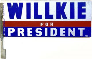 Large 1940 Wendell Willkie For President Auto Attachment / Hood Ornament