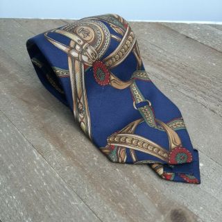 Vintage Gucci Silk Neck Tie Horse Bit Equestrian Print