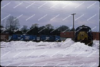 Orig Slide Boston & Maine Gp9 1716 Scene With Bow Coal Train Nashua