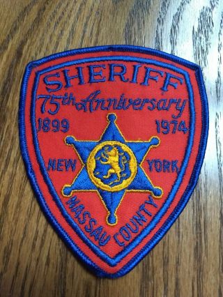 Vintage Nassau County Ny Sheriff`s 75th Anniversary Patch - 1974 -