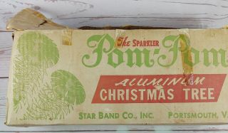 Vintage 1967 Star Brand The Sparkler Pom Pom Aluminum Christmas Tree 4 Foot