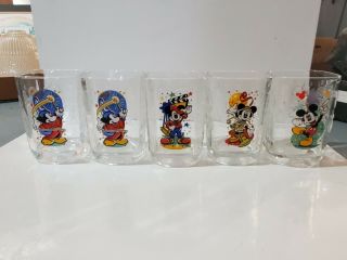 5 Walt Disney World Mcdonalds 2000 Vintage Glasses Cups Mickey Mouse Fantasia