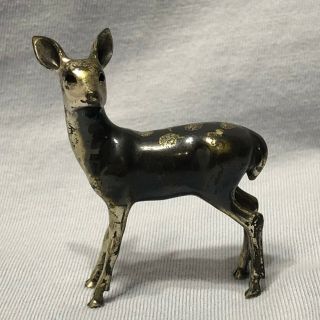 Vintage 800 Silver Miniature Deer Doe Fawn Figurine