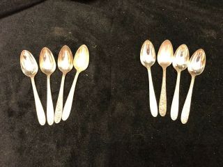 8 Demitasse Espresso Spoons National Silver Plate Co.  Narcissus Pattern Floral