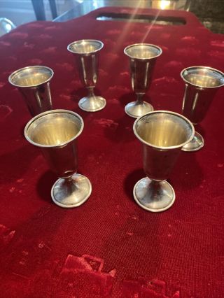 Sterling Silver Cordial Cups/goblets Set Of 6 Antique Vtg Cup Shot