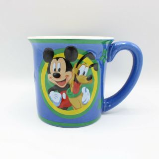 Disney Mickey Mouse And Pluto Blue Coffee Tea Cup Mug 3d Raised Images