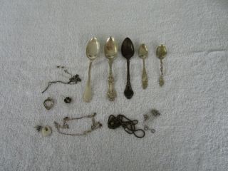 80 Grams Scrap [solid Sterling Silver ] L@@k Vintage Souvenir Spoons