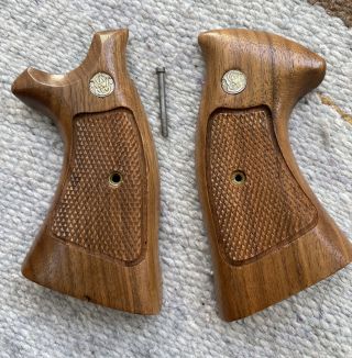 Vintage Smith & Wesson K/l Frame Factory Target Wood Grips Square Butt