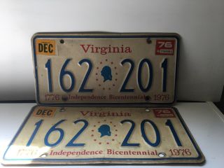 1776 - 1976 Virginia Bicentennial Matching License Plates