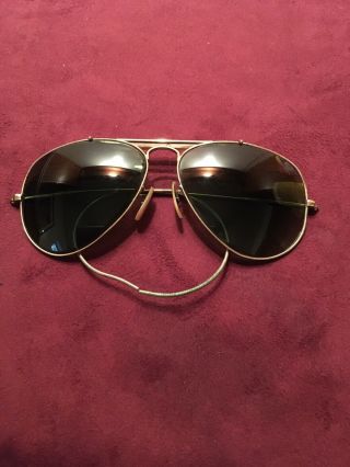 Vintage Bausch & Lomb Ray - Ban Aviator Sunglasses Artcraft 1/10 12k Gf Green Wwii