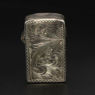 Vtg Sterling Silver 800 - Antique Etched Cigarette Lighter Case Opens - 17g