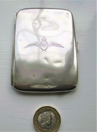 Vintage Raf Silver Cigarette Case,  Stamped With R.  A.  F.  Wings - Sterling,  1940 