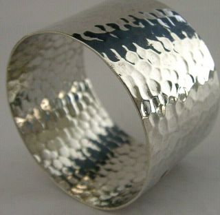 English Solid Sterling Silver Napkin Ring 1932 Arts & Crafts Plannished