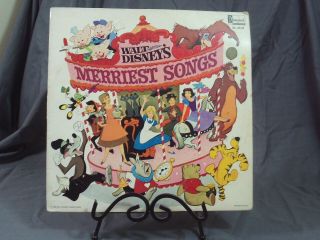 Walt Disney Merriest Songs 12 " Vinyl Lp Record 1968 Disneyland Records