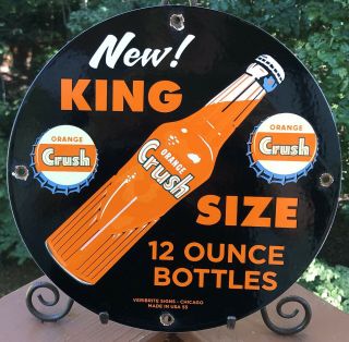 Vintage 1955 Dated Orange Crush King Size Porcelain Soda Pop Cola Sign