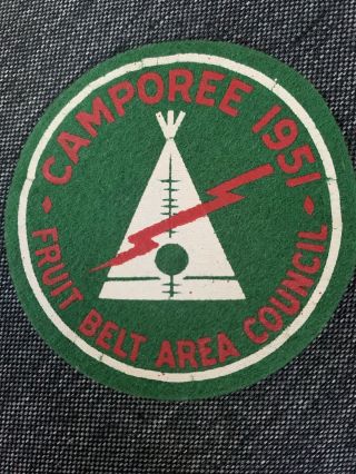 1951 Felt Boy Scout Patch Fruit Belt Area Council Camporee Bsa
