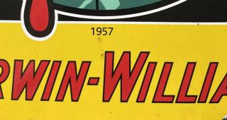 VINTAGE 1957 SHERWIN WILLIAMS PAINT 16” PORCELAIN SIGN CAR GAS OIL TRUCK 2
