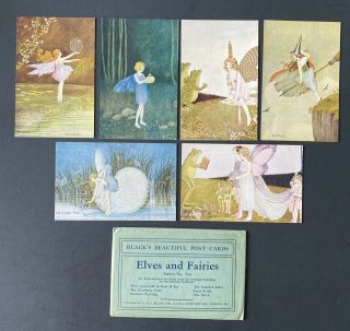 Vintage Fantasy Fairy Postcards Set Of 6 A/s Outhwaite " Elves,  Fairies " 71a