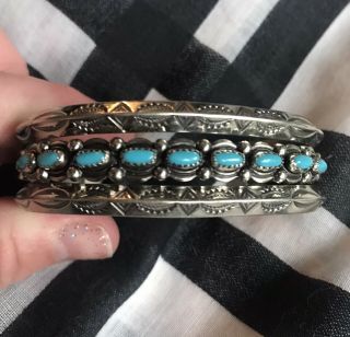 Vintage Bell Trading Post Sterling Silver & Turquoise Cuff Bracelet Wow