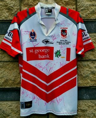 St George Illawarra Dragons Signed Numbered Vintage Rugby League Players Jersey